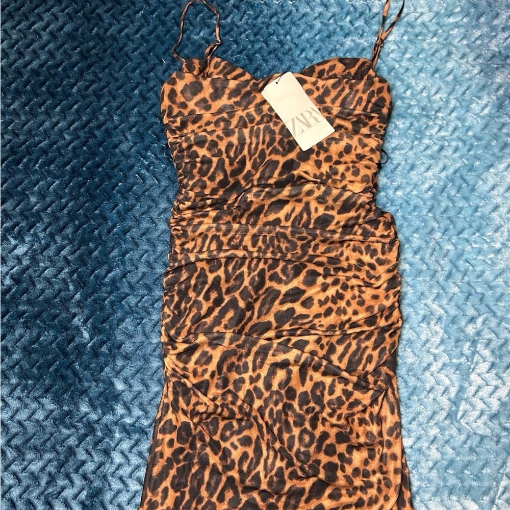 Zara Brown Leopard Print Dress
